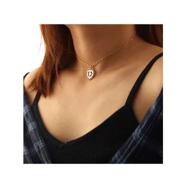 Edary Heart Necklace Cross Pendant Necklaces Gold Jewelry Accessories for Women and Girls.