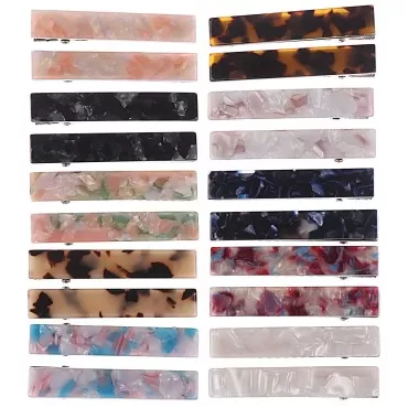 VAIPI 20 Pieces Acrylic Resin Hair Clips Rectangle Duckbill Clips with Marble Pattern Hair Barrettes Cute Small Hair Pins for Women Girls Hair Styling Accessories Alligator Hair Clips
