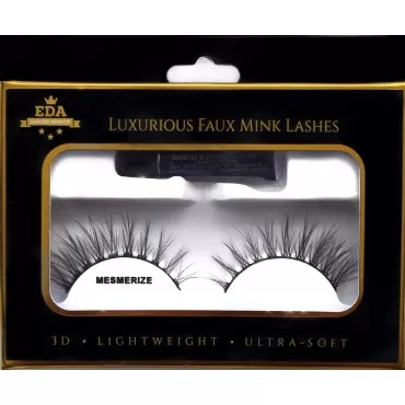 EDA LUXURY BEAUTY MESMERIZE 3D Faux Mink False Eyelashes - Natural Look Lashes, Light Volume, Extra Long Eyelash Extensions - Eye-Lifting, Spiky Cat Eye Effect Fake Eyelashes - Vegan & Cruelty-Free