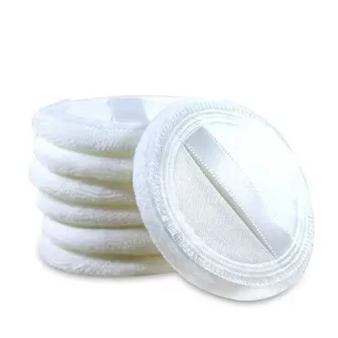 DNHCLL 5PCS 60mm Makeup Powder Pads, White Talcum Powder Satin Ribbon Single-side Pure Cotton Powder Puff Baby Powder Puff, Cotton Powder Puff for Face Makeup