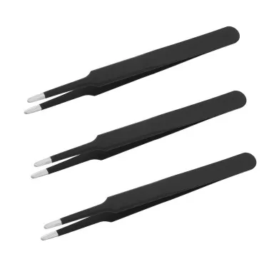 UToolmart 3PCS Precision Tweezers Set, Upgraded Anti-Static Stainless Steel Tweezers, Length: 122mm