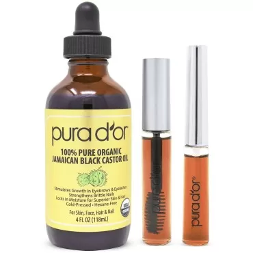 PURA D'OR Organic Jamaican Black Castor Oil, Natur...