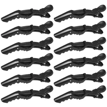 Ryalan Salon Hair Clip 12 Pcs Professional Alligator Clips For Hair, Hair Clips For Styling, Hair Styling Clips, Aligator Clips, Salon Hair Clips, Plastic Hair Clips, Gator Clips (12 Pcs, Black)