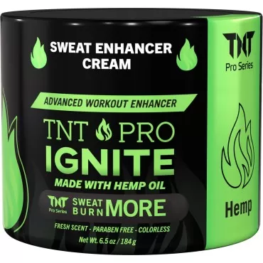 TNT Pro Ignite Pre-Workout Enhancer Hot Sweat Cream with Hemp: Target Tummy Belly, Thigh & Arm - Sweet Scent - Belly Firming, Exercise Thermogenic Cream for Men & Women, Heat Skin Lotion