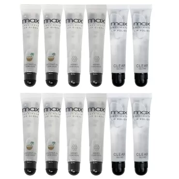 Cherimoya (12Pack) MAX Makeup Lip Polish Coconut Oil Clear Gloss (4Original+4Coconut+4Honey)