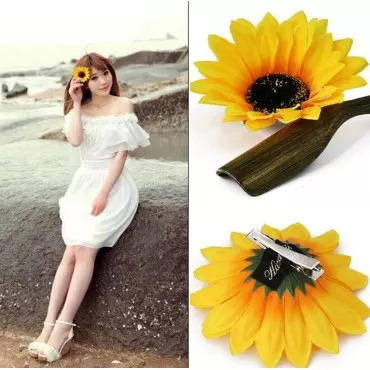 XINGZI 6PCS Women Girls 4 inch Yellow Sunflower Ha...