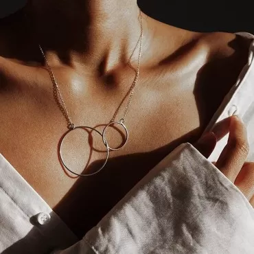Edary Rings Pendant Necklace Gold Necklaces Fashion Necklace Chain Jewelry Accessories for Women and Girls(Gold)