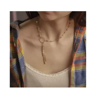 Edary Boho Star Necklace Gold Tassel Necklaces Jewelry Accessories for Women and Girls.