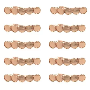 10 Pieces Metal Hair Clips with Blank Round Tray Base Fits 12mm Round Hair Clip Cabochon Settings Hair Barrettes with Blank Hairgrip Base Trays for DIY Hair Accessories Making, Rose-Gold