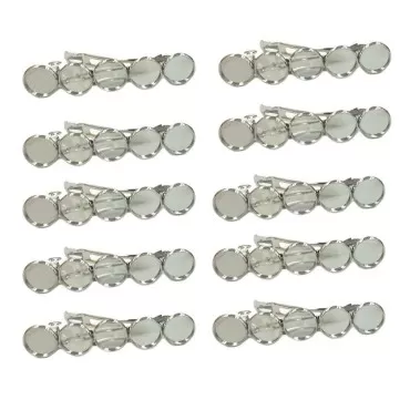 10 Pieces Metal Hair Clips with Blank Round Tray Base Fits 12mm Round Hair Clip Cabochon Settings Hair Barrettes with Blank Hairgrip Base Trays for DIY Hair Accessories Making, White-K