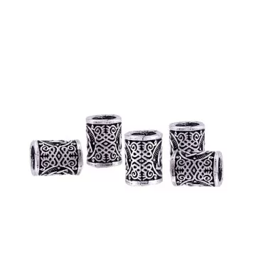 Lurrose 5pcs DIY Norse Vikings Runes Beads Big Hole Celtic Knot Rosary Beads Irish Beard Beads Dreadlock Hair Accessories for Women Men (Antique Silver)