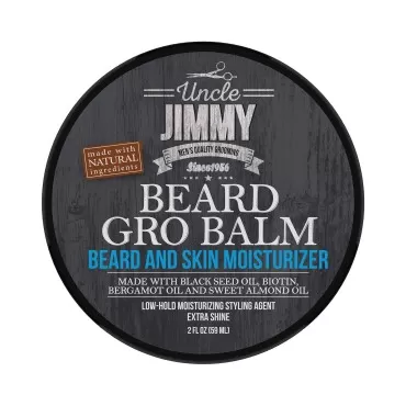 Uncle Jimmy Products Beard Gro Balm | Beard and Skin Moisturizer goes to work immediately to tame unruly hairs for a softer, thicker beard | Softens Beards and Mustaches 2 Fl Oz