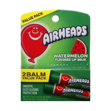 Flex Beauty (1) Pack Airheads Watermelon Flavored Lip Balm Sticks - 2 Sticks per Pack - Net Wt. 0.30 oz / 8.4 g Net Wt. 0.07 oz