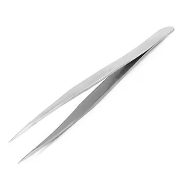 Utoolmart ST-12 Stainless Steel Micro-magnetic Pointed Tip Tweezer Silver Tone with Card Bag 1 pcs