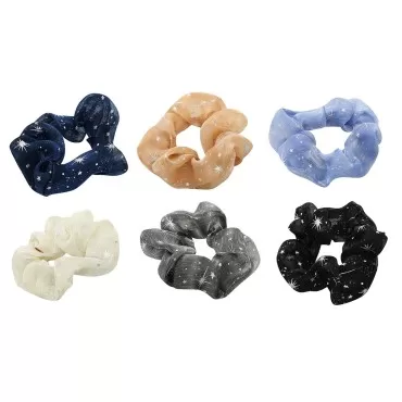 6 Pack Chiffon Stars Floral Hair Scrunchies Print ...