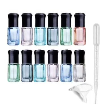 12Pcs 3ml Colorful Octagonal Glass Roller Bottles ...