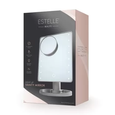 Estelle Makeup Mirror - 16 Bright LEDs (Metallic Gray)