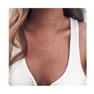 Edary Vintage Star Necklace Gold Layered Necklaces Rings Pendant for Women and Girls.