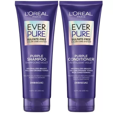 L'Oreal Paris Sulfate Free Purple Shampoo and Conditioner Set for blonde hair, EverPure 1 kit