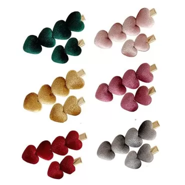 YAIKOAI 6 Pieces Lovely Heart Velvet Hair Clip Sol...