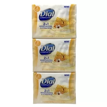Dial Complete Beauty Bar Soap - 2 in 1 Moisturizing & Antibacterial - Manuka Honey - 3 Count 3.2 OZ Beauty Bars Per Package - Pack of 2 Packages
