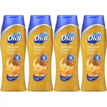 Dial Enriching Body Wash - Manuka Honey - Net Wt. 16 FL OZ (473 mL) Per Bottle - Pack of 4 Bottles