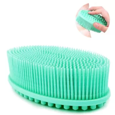 GBSTORE 1 Pcs green Exfoliating Silicone Shower Body brush, Easy to Clean, Lathers Well, Eco Friendly, Long Lasting, And More Hygienic Than Traditional Loofah