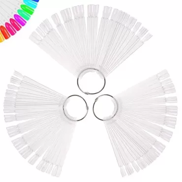 150 Pcs Clear Nail Swatch Sticks with Ring, Fan Sh...