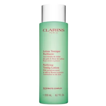 Clarins Purifying Toning Lotion | Less Oily Skin After 14 Days of Use* | Cleanses, Hydrates, Purifies, Mattifies and Balances Skin's Microbiota | Contains Witch Hazel | Combination To Oily Skin Types