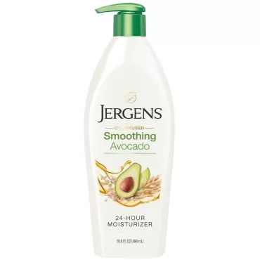 Jergens Oil-Infused Smoothing Avocado Moisturizer, 16.8 Fluid Ounces, with Avocado Oil and Oat Extract, for Visibly Replenished Skin, for All Skin Types