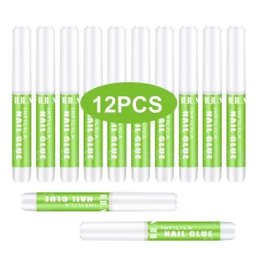 INFILILA Nail Glue,12 PCS Nail Glue for Acrylic Nails Long Lasting Nail Glue for Press on Nails,Professional Nail Glue for Nail Tips,Strong Nail Glue 0.07OZ/PCS