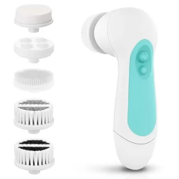 Waterproof Facial Cleansing Spin Brush Set with 5 ...