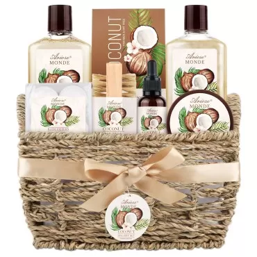 Bath & Shower Spa Basket Gift Set, Coconut Scent, ...