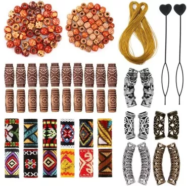 105 Pieces Hair Accessories for Braids, Wood Beads...