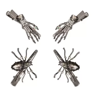 Halloween Hair Clips for Women Girl Halloween Skeleton Hands and Horror Crystal Spider Hairpin Hairwear for Halloween Party