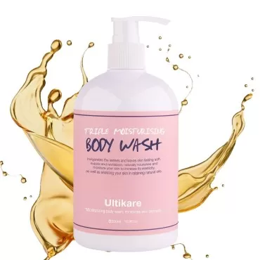 Ultikare Body Wash, Argan Oil Triple Moisturizing Shower Gel Powerful Clean Helps with Acne, Eczema & Body Odor for Dry, Itchy & Sensitive Skin Natural Smell for Women & Men 16.9fl.oz