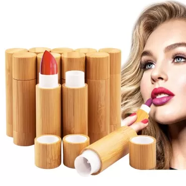 12Pcs Bamboo Empty Lipstick Tubes, AUHOKY 5.5g Ref...