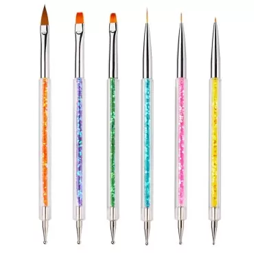 iminoo 6PCS Nail Art Brushes,Double Ended Nail Lin...