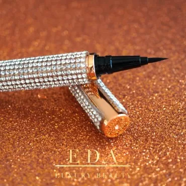 EDA LUXURY BEAUTY Diamond Liquid Ultra-Precise Eyeliner, Sharp Definition Eye Makeup Pen, Flawless Cat Eye Look, Long-Lasting - Waterproof, Vegan, Paraben-Free - Intense Shiny Black