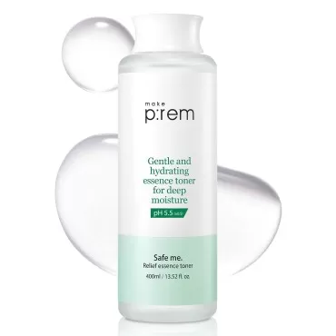MAKEPREM Safe Me. Relief Essence Toner - Gentle Deep Hydrating pH 5.5 sub-Acid 13.52 Fl Oz - Vegan Certified Dermatological Tested Hypoallergenic EWG Green-Graded Ingredients Free of Paraben, Sulfate