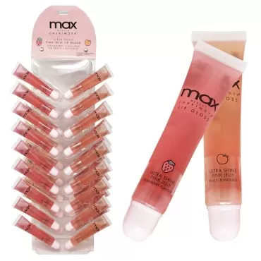 Cherimoya (36Pack) MAX Makeup Pink Jelly Lip Gloss (18Strawberry+18Peach)