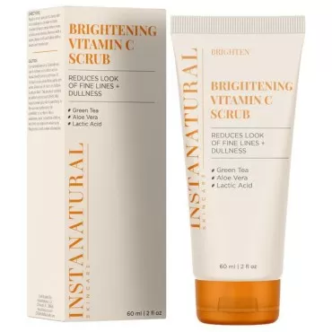 InstaNatural Brightening Vitamin C Face Scrub, Gently Exfoliates and Refines for Smooth Skin, Minimizes Lines + Wrinkles, with Green Tea and Aloe Vera, 2 Fl Oz
