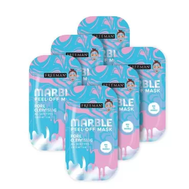 FREEMAN Dual Marble Peel-Off Facial Mask Bundle, French Pink Clay & Blue Tansy, Smooth Skin & Cleanse Pores, Create-Your-Own Face Mask, Fun Skin Care Treatment, For All Skin Types, 6 Count