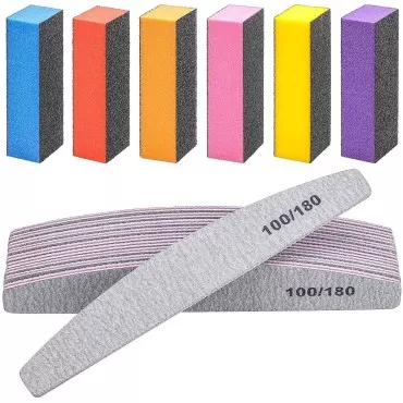 16pcs Nail File Buffer Kit - 10pcs 100/180 Grit Sharp Coarse Nail Files, 6pcs Colors Rough Nail Buffer Polishing Nail Art Pedicure Manicure Tool