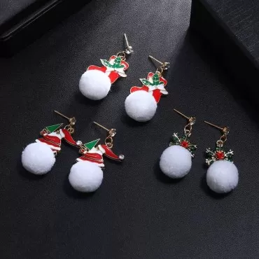 Gangel Pompom Eardrop Santa Dangle Christmas Earrings Cute Christmas Gifts Holiday Danglers Jewelry for Thanksgiving Party Gifts for Women and Girls(Pack of 1)(Santa)