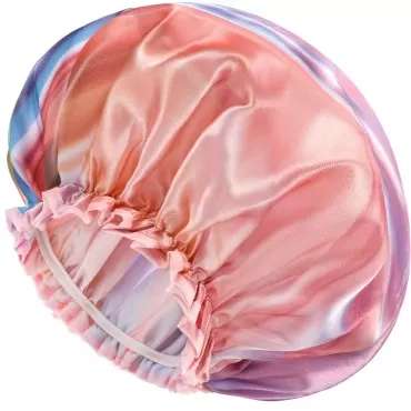 mikimini Large Shower Cap for Women, Oversized Waterproof Shower Cap, Reusable, Washable, Pink Fashionable Shower Cap X-Large Pack of 1 Pink River