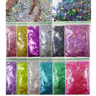 12 Colors Hexagon Chunky Glitter Crafts Sequins Ho...