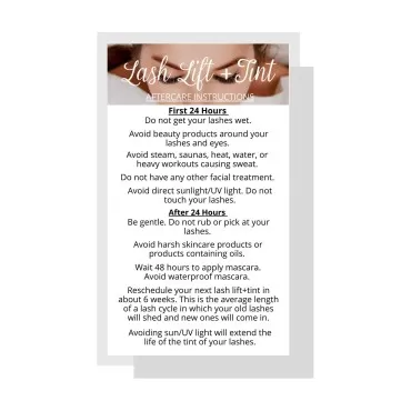 Lash Lift + Tint Aftercare Instruction Cards | 50 ...