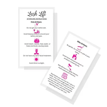 Lash Lift Aftercare Instruction Cards | 50 Pack | ...