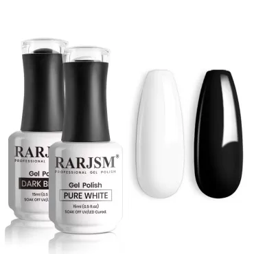 RARJSM 15ML Black White Gel Nail Polish Kit White ...